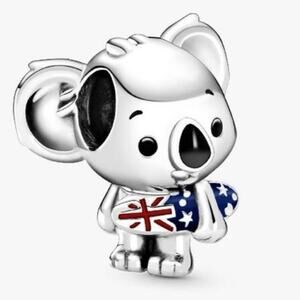 NEW Pandora Surfing Koala Sterling Silver Enamel Charm Australian Flag Travel